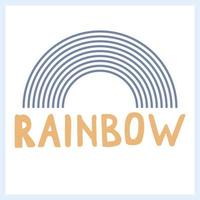 Rainbow and sunshine circle in boho style. Hand drawn lettering. Minimalist abstract Scandinavian design in pastel colors vector