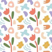 Seamless abstract pattern of simple organic shapes and lines. Natural botanical elements, pastel colors vector