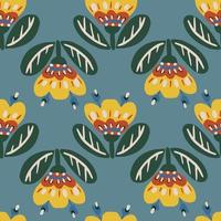 Seamless botanical floral pattern of elements in folk ethnic style vector