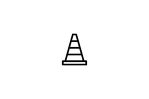 Cone Icon Traffic Line Style Free vector