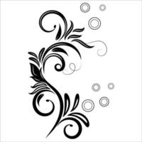 Vintage floral ornament, Hand drawn decorative element, vector illustration of floral element isolated on black background, design for page decoration cards, wedding, banner, frames