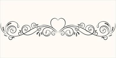 adorno floral vintage, elemento decorativo dibujado a mano, ilustración vectorial de elemento floral aislado en el fondo vintage, diseño para tarjetas de decoración de página, boda, pancarta, marcos vector