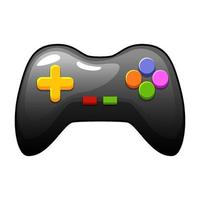 joystick de juego negro de dibujos animados, icono de consola gui. joystick de ilustración vectorial para juegos de computadora, gamepad para entretenimiento. vector