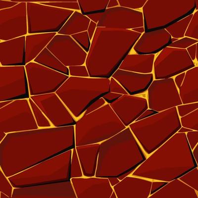 Seamless texture red stone with lava or fire, vector background