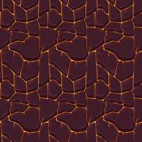 Seamless lava or fire pattern with stones for graphic design. Vector illustration textural background with orange lava for wallpaper.