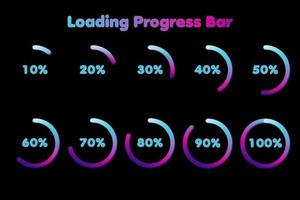 Loading Progress Bar. Set of circle loading or progress percentage. Infographics design elements. vector