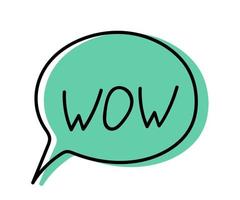 Hand drawn speech bubble with text - wow. vector