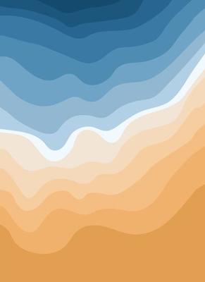 Top view of the blue sea and sandy beach. Ocean waves. Abstract stylish background with tropical coastline
