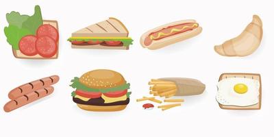 food collection. fast street food takeout vector