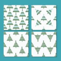 A set of seamless patterns of stylized simple shape Christmas trees. vector
