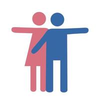 People icon. Flat icon of a modern couple. man and woman pointing in different directions. Icon for templates and web design vector