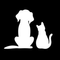 ilustración de siluetas de un perro y un gato vector