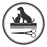 Dog and cat with comb and scissors in a circle vector