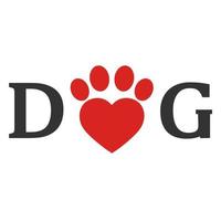 Emblem love for dog lettering with heart vector