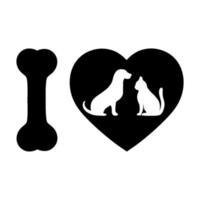 Cat and dog on a background of the heart vector