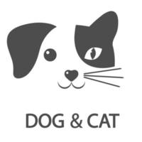 Illustration of a cute face of a dog and a cat