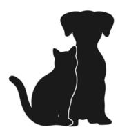 illustration of a silhouette of a dog and cat vector