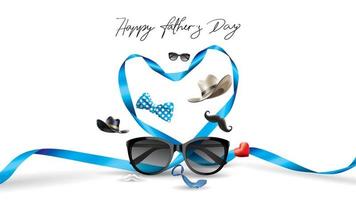 Happy Father Day greeting card, banner design with lettering, typography in three dimensional style vector