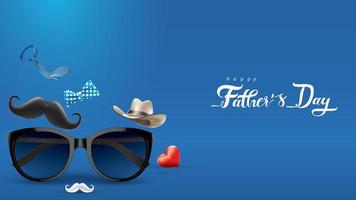 Happy Father Day greeting card, banner design with lettering, typography in three dimensional style vector