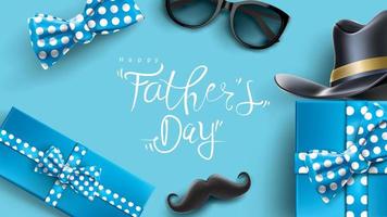 Happy Father Day greeting card, banner design with lettering, typography in three-dimensional style vector