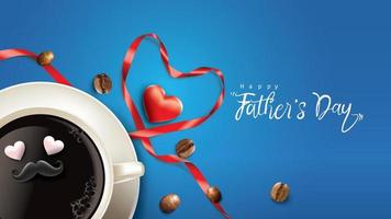 Happy Father Day greeting card, banner design with lettering, typography in three-dimensional style vector