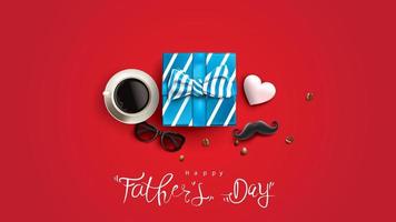 Happy Father Day greeting card, banner design with lettering, typography in three-dimensional style vector