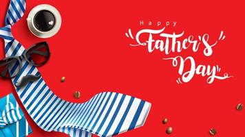 Happy Father Day greeting card, banner design with lettering, typography in three-dimensional style vector