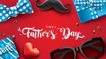 Happy Father Day greeting card, banner design with lettering, typography in three-dimensional style vector