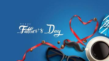 Happy Father Day greeting card, banner design with lettering, typography in three-dimensional style vector