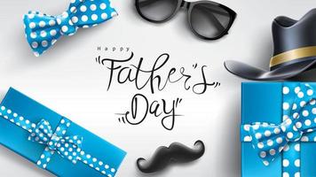 Happy Father Day greeting card, banner design with lettering, typography in three-dimensional style vector