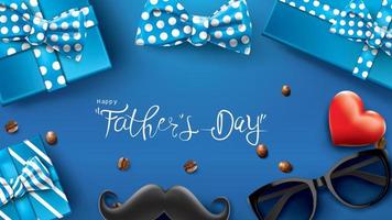 Happy Father Day greeting card, banner design with lettering, typography in three-dimensional style vector