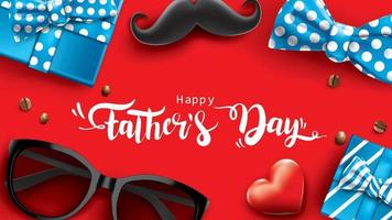 Happy Father Day greeting card, banner design with lettering, typography in three-dimensional style vector