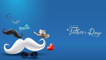 Happy Father Day greeting card, banner design with lettering, typography in three dimensional style vector