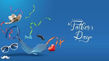 Happy Father Day greeting card, banner design with lettering, typography in three dimensional style vector