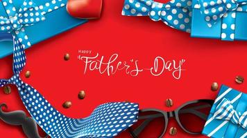 Happy Father Day greeting card, banner design with lettering, typography in three-dimensional style vector