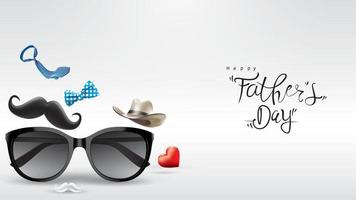 Happy Father Day greeting card, banner design with lettering, typography in three dimensional style vector