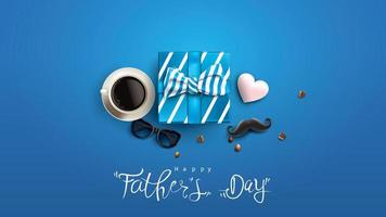 Happy Father Day greeting card, banner design with lettering, typography in three-dimensional style vector