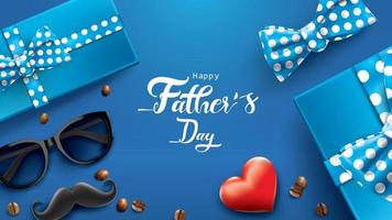 Happy Father Day greeting card, banner design with lettering, typography in three-dimensional style vector