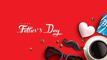 Happy Father Day greeting card, banner design with lettering, typography in three-dimensional style vector