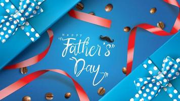 Happy Father Day greeting card, banner design with lettering, typography in three-dimensional style vector