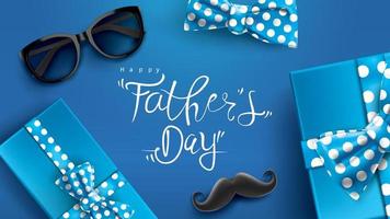 Happy Father Day greeting card, banner design with lettering, typography in three-dimensional style vector