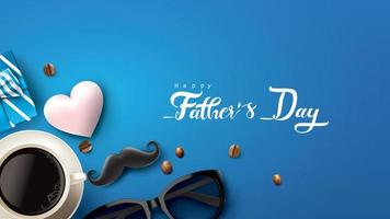 Happy Father Day greeting card, banner design with lettering, typography in three-dimensional style vector