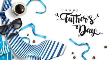 Happy Father Day greeting card, banner design with lettering, typography in three-dimensional style vector