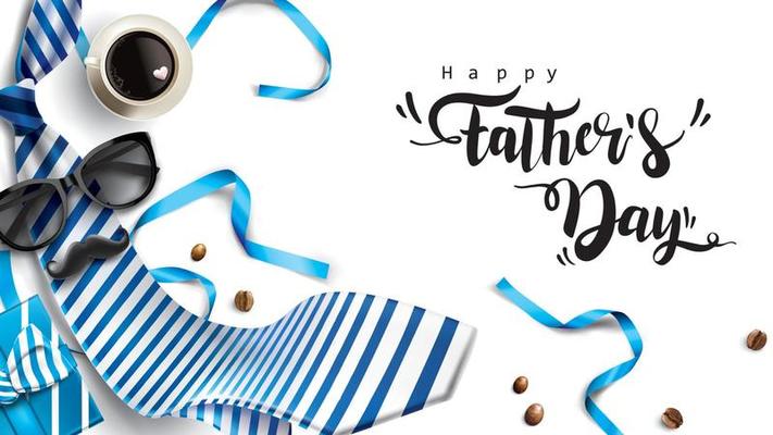 Happy Father Day greeting card, banner design with lettering, typography in three-dimensional style