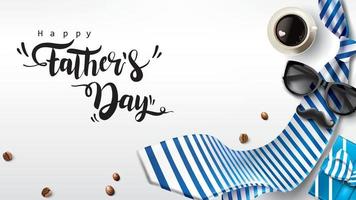 Happy Father Day greeting card, banner design with lettering, typography in three-dimensional style vector