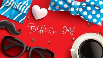 Happy Father Day greeting card, banner design with lettering, typography in three-dimensional style vector