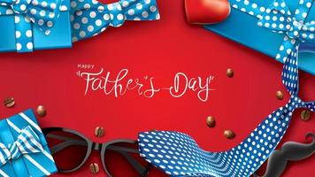 Happy Father Day greeting card, banner design with lettering, typography in three-dimensional style vector