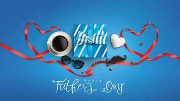 Happy Father Day greeting card, banner design with lettering, typography in three-dimensional style vector