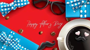 Happy Father Day greeting card, banner design with lettering, typography in three-dimensional style vector