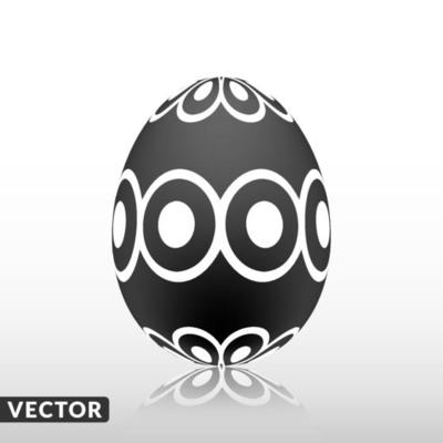 Black easter egg with Exotic pattern, vector, Illustration.
